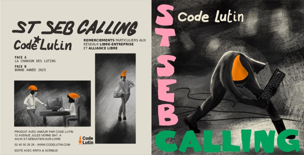 Bonne année 2025 Détournement de l'album London Calling de The Clash, le personnage avec un bonnet de lutin orange casse un clavier d'ordinateur